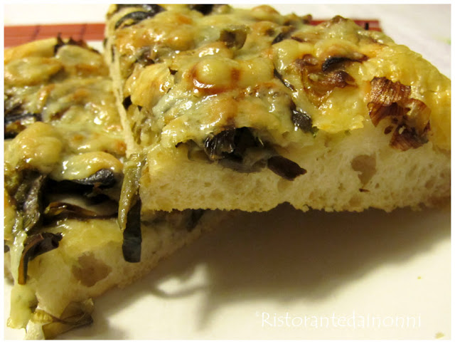 focaccia with artichokes and emmenthal cheese