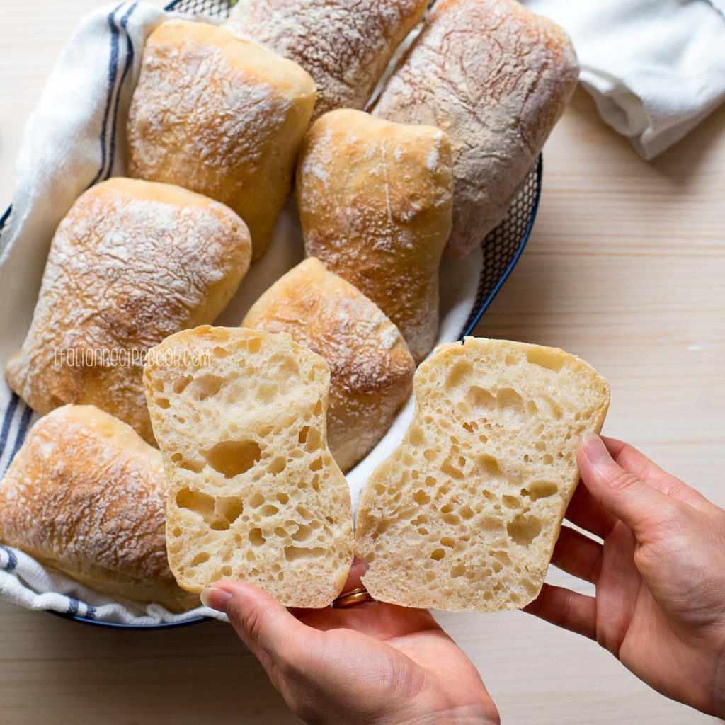 ciabatta roll sliced - view inside