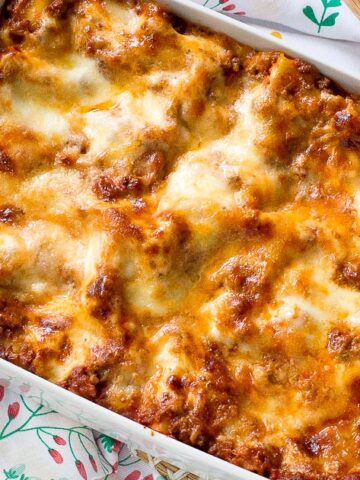 Lasagna Al Forno in a baking dish