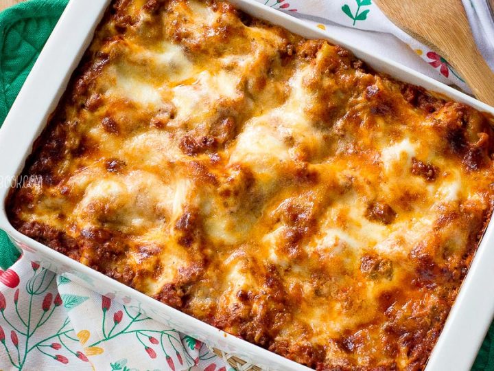Lasagna Al Forno in a baking dish