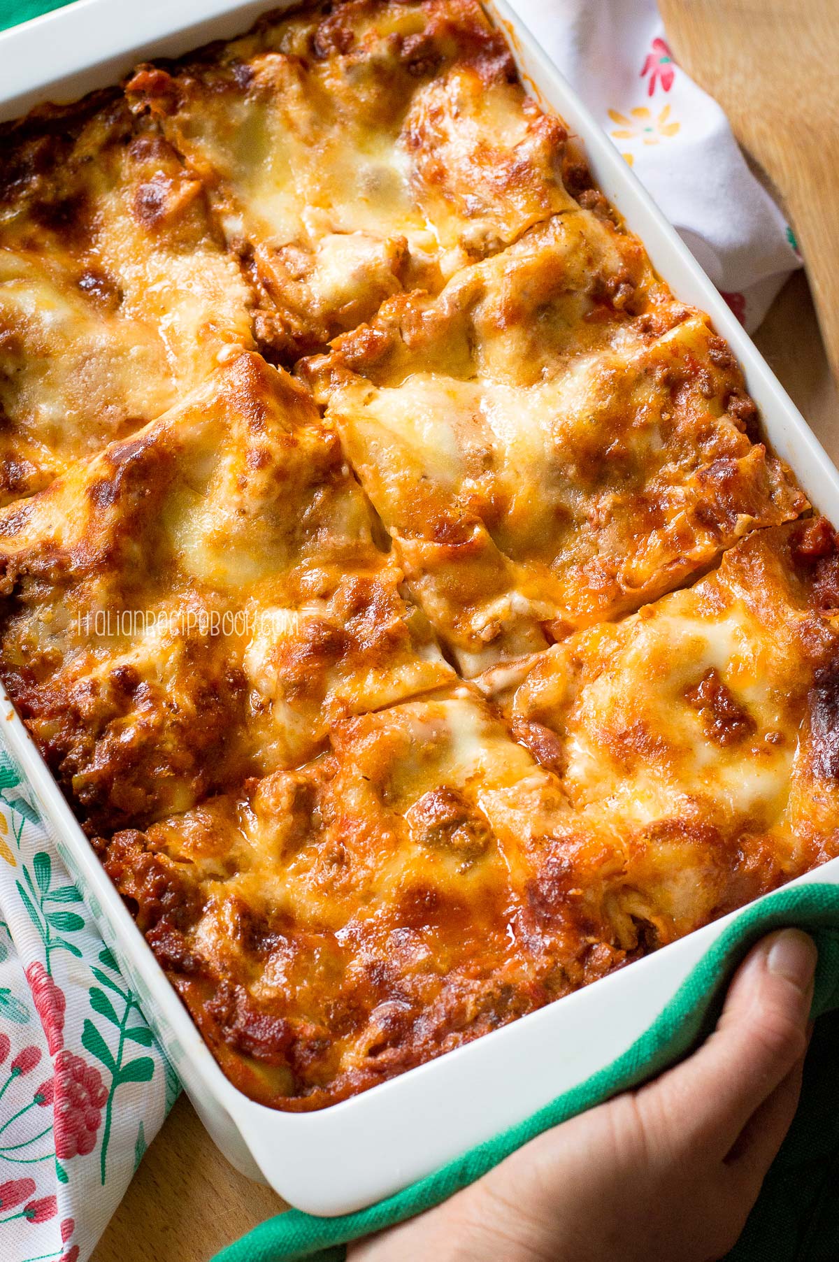 No Boil Lasagna in a baking dish