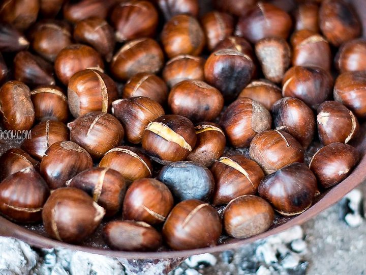 roasted chestnuts on an open fire