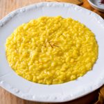 creamy saffron risotto in a plate
