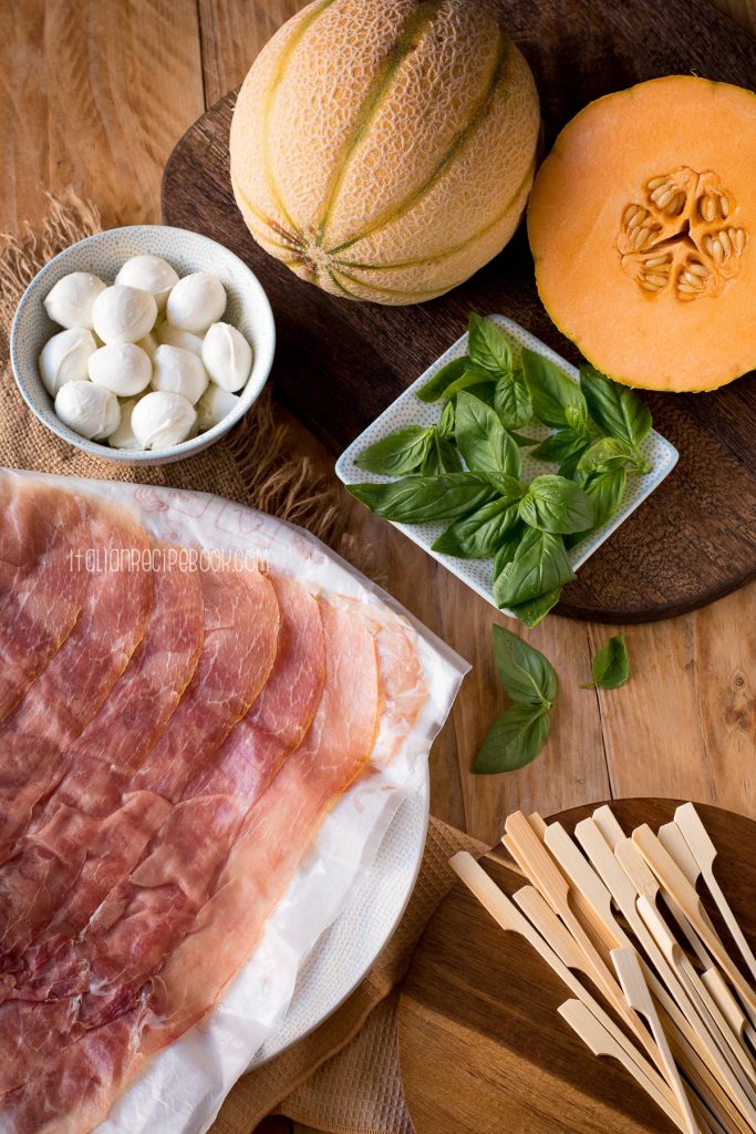 Ingredients for Prosciutto Melon Skewers