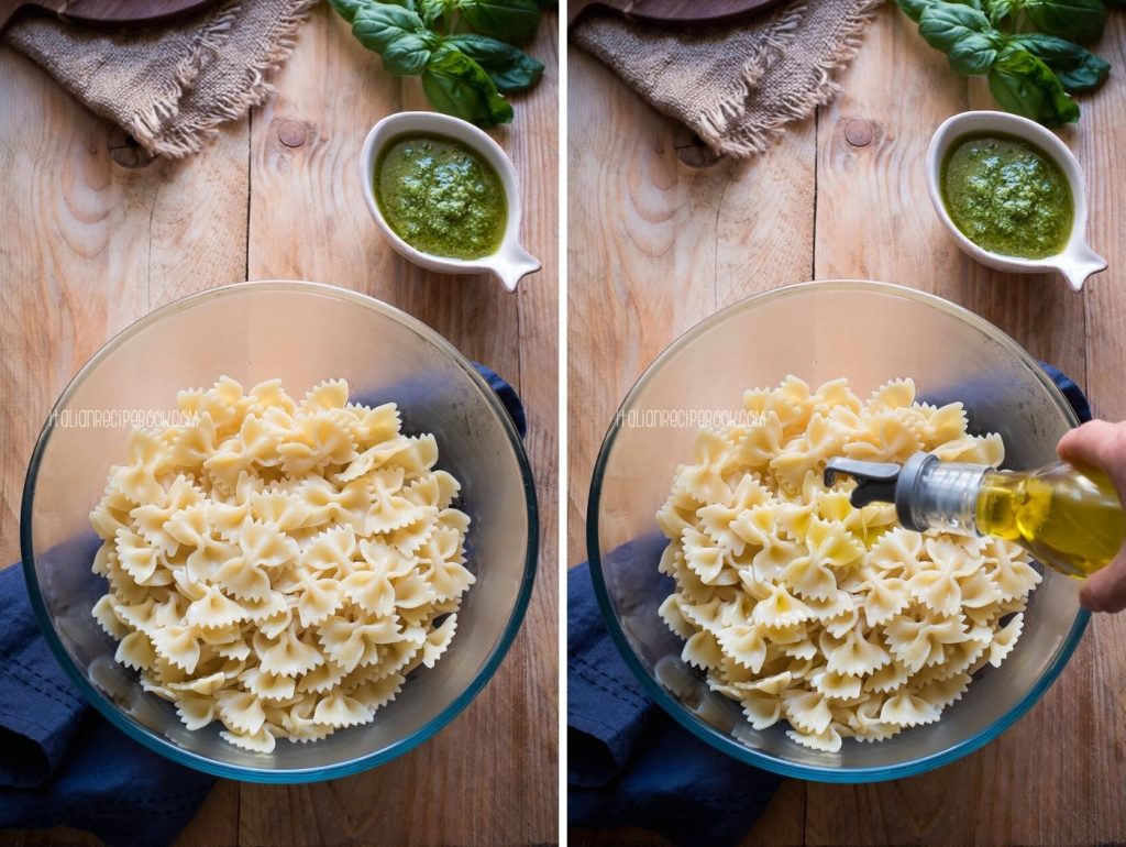 making pasta caprese