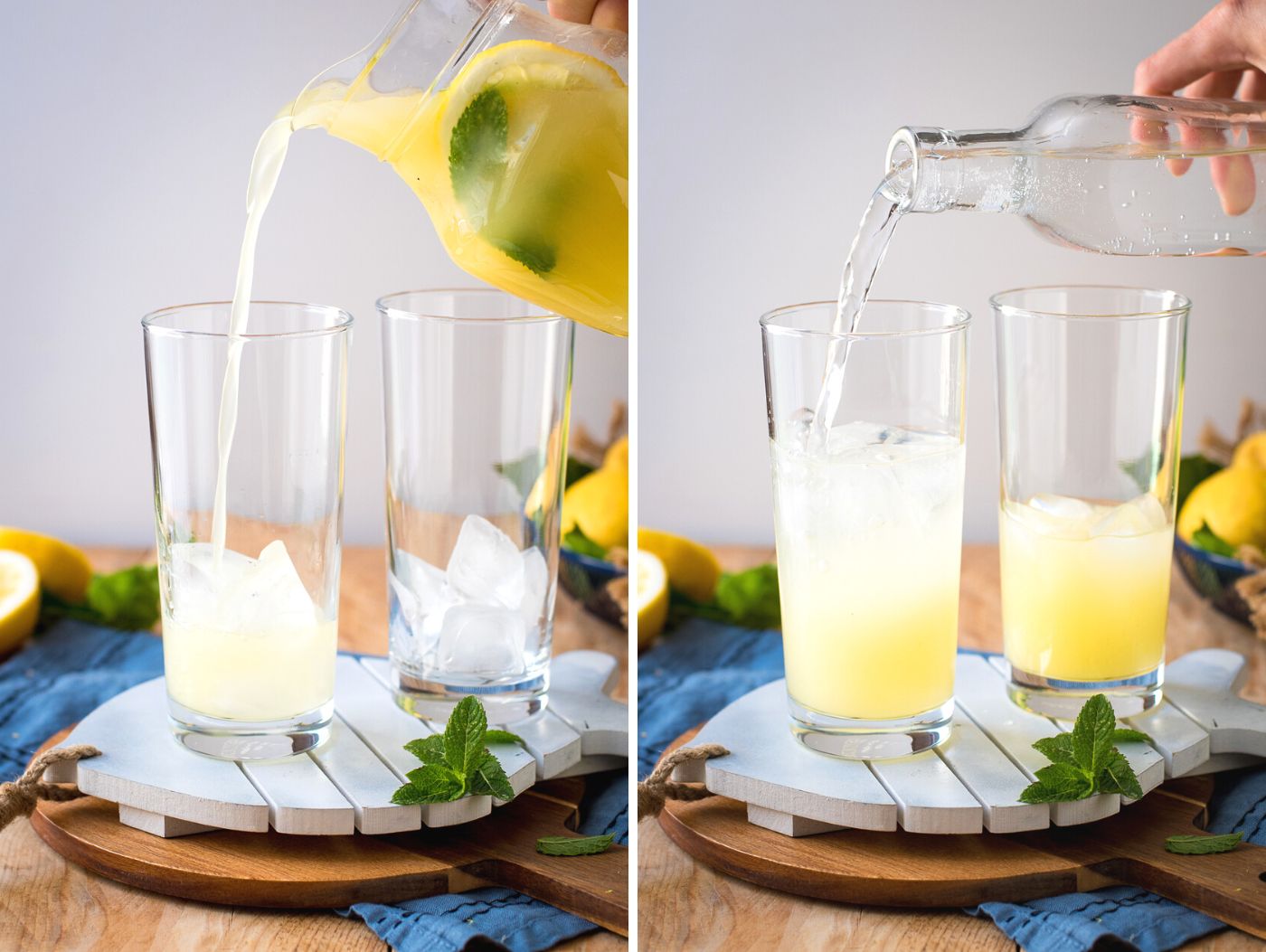 pouring limonata in a glass