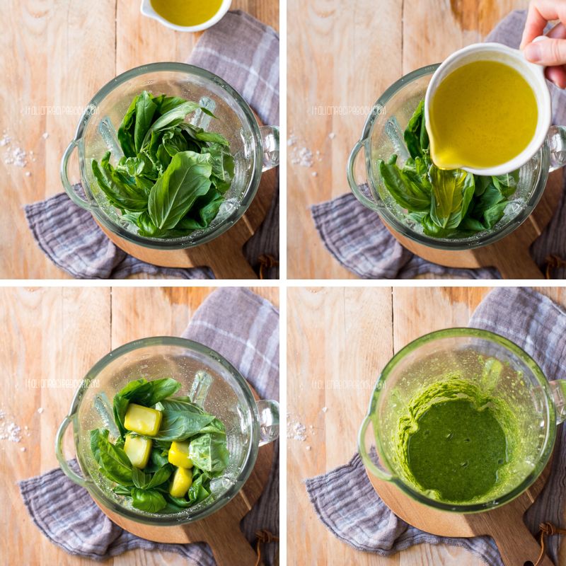 making basil pesto