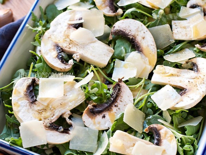 raw mushroom and arugula salad