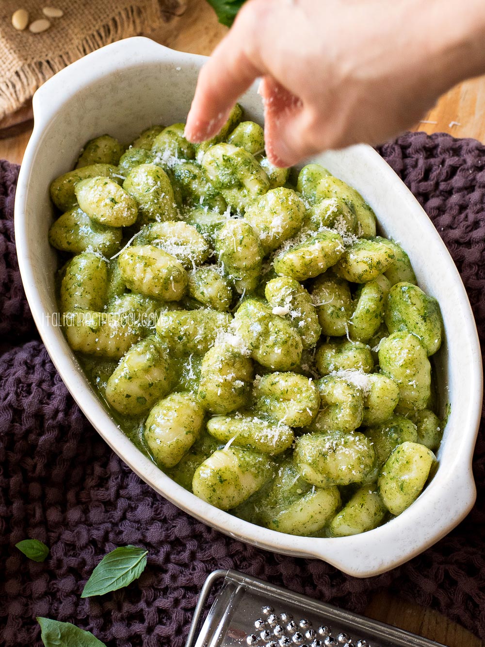 pesto gnocchi with Parmesan cheese