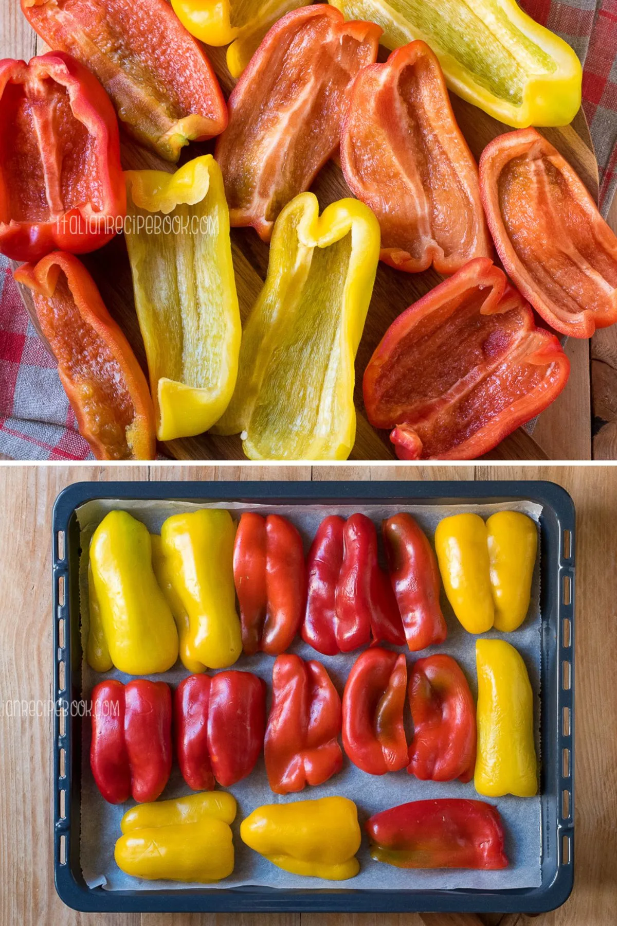 peppers on a baking sheet