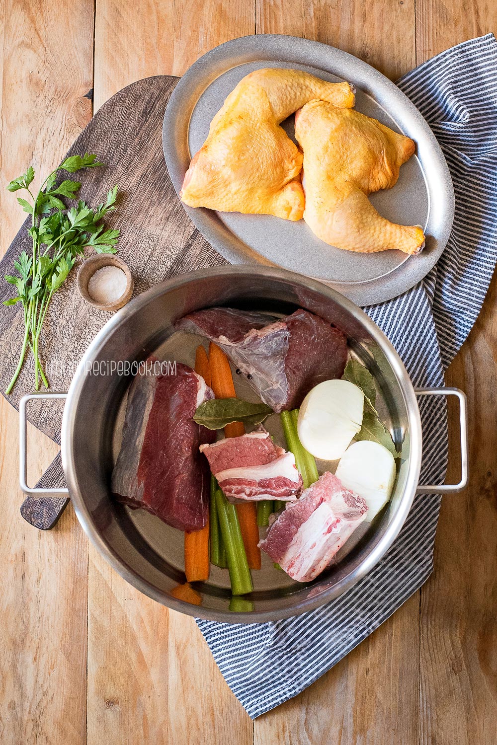 broth ingredients in a pot