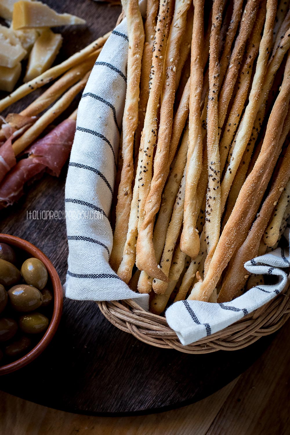 grissini breadsticks with appetizer platter
