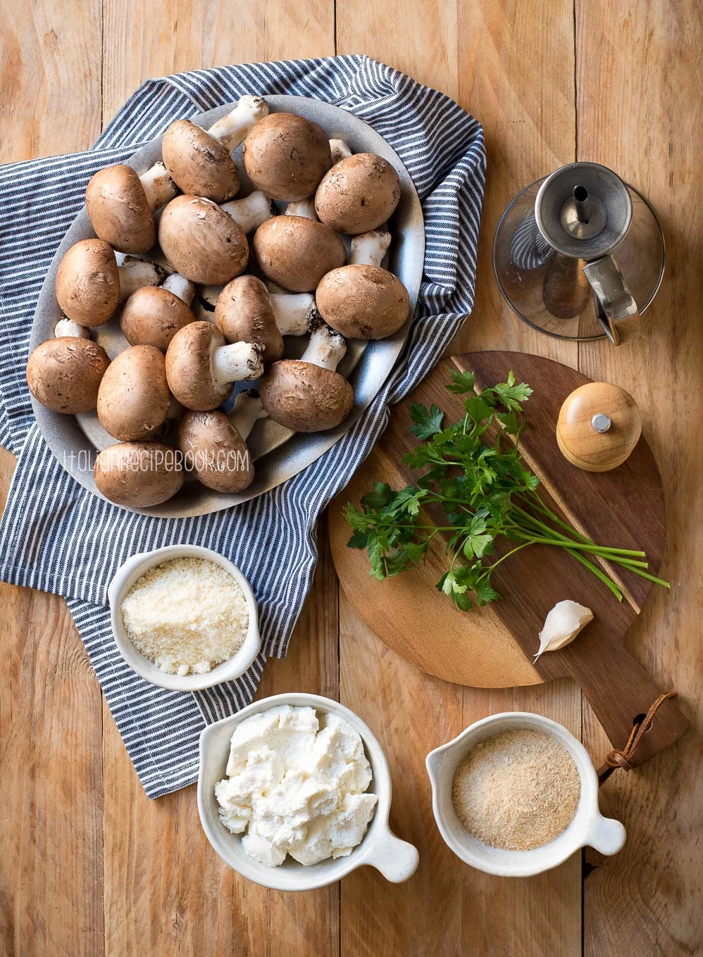ingredients to make ricotta stuffed mushrooms