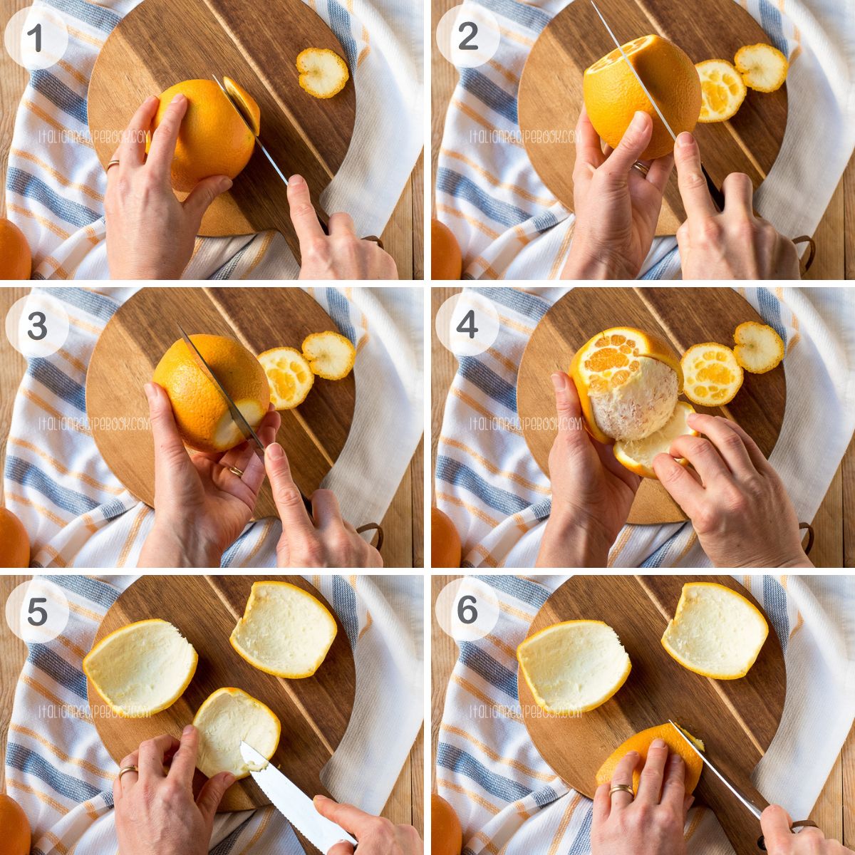 cutting orange peels