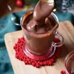 thick hot chocolate on a spoon