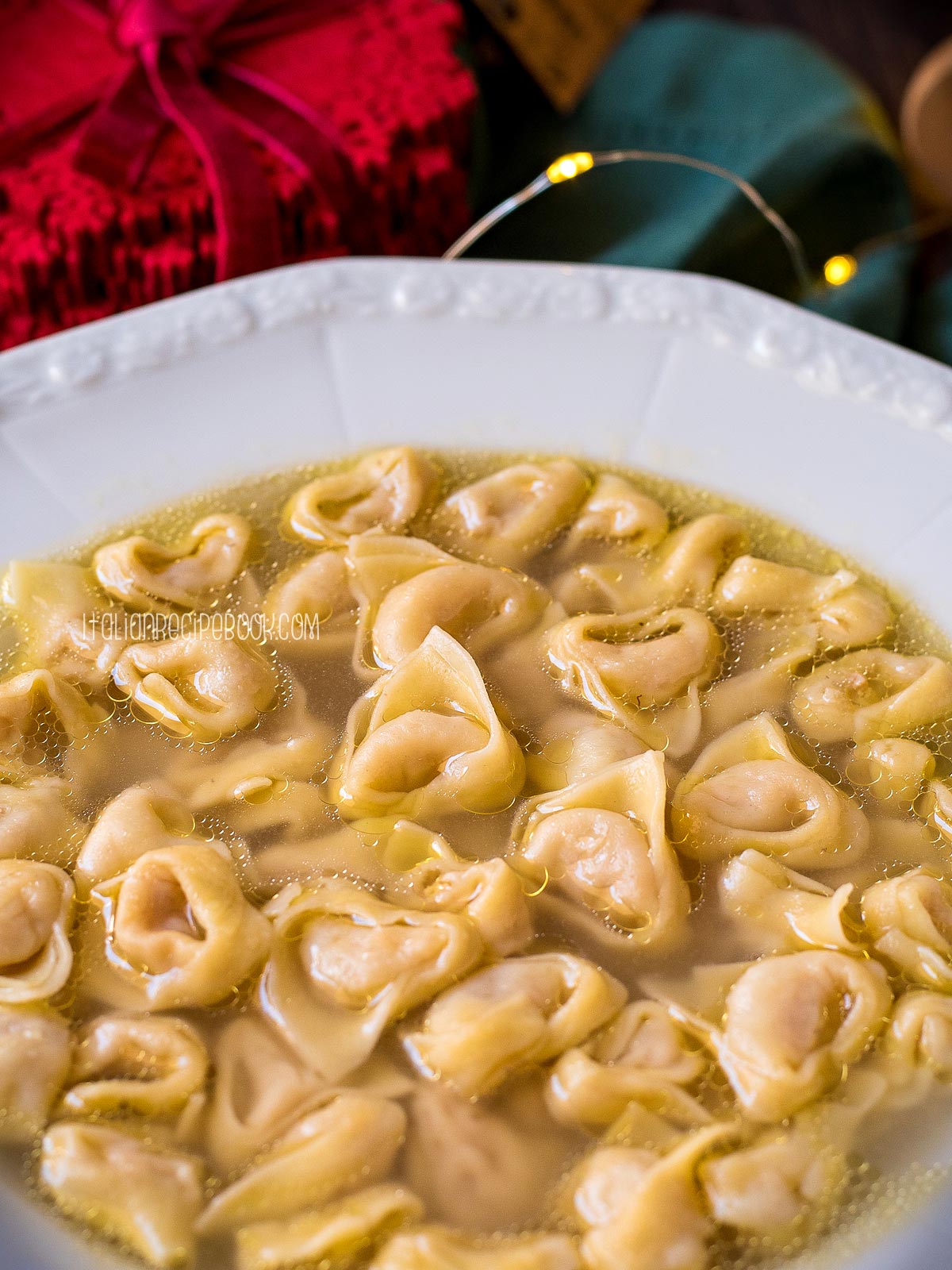 tortellini in a bowl of broth