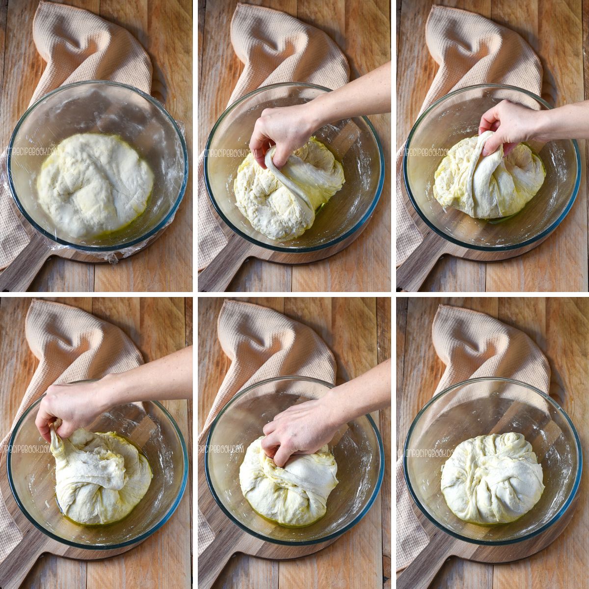 folding the dough and setting to proof