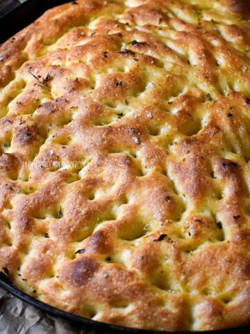 focaccia bread in a pan