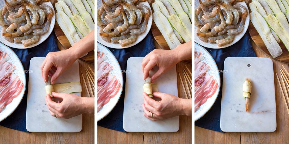 wrap shrimp in zucchini