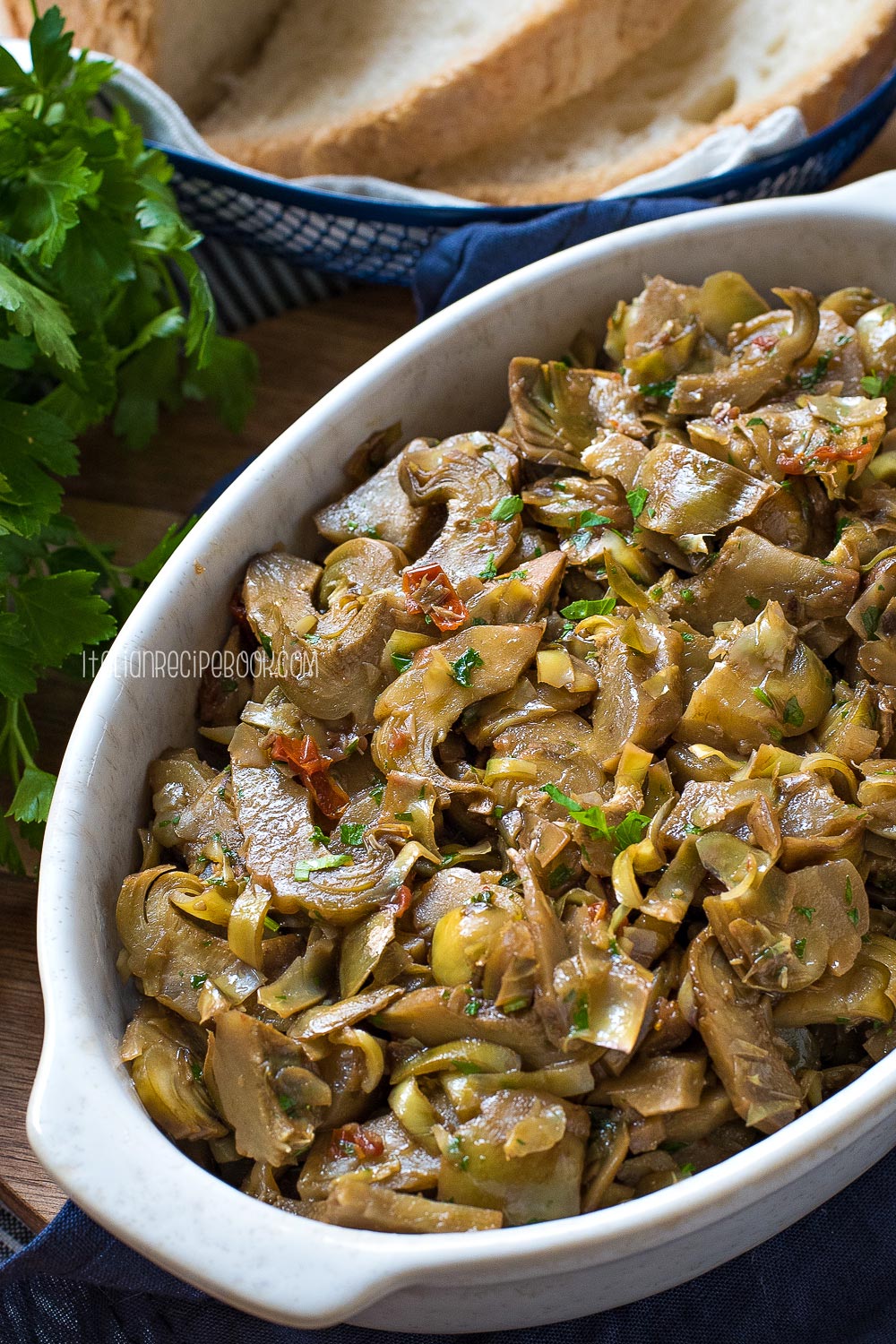 braised artichokes close up
