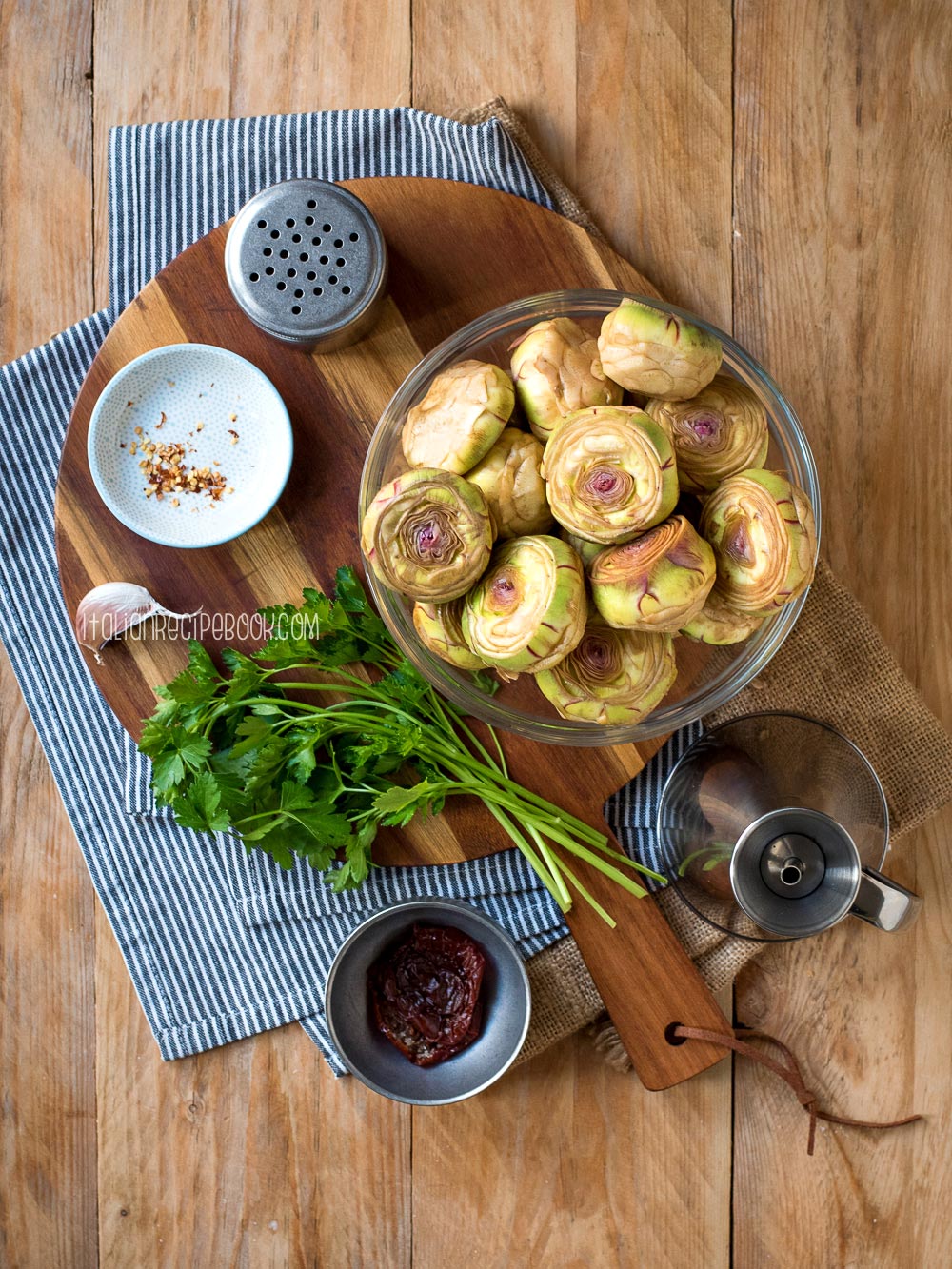 ingredients for braised artichokes