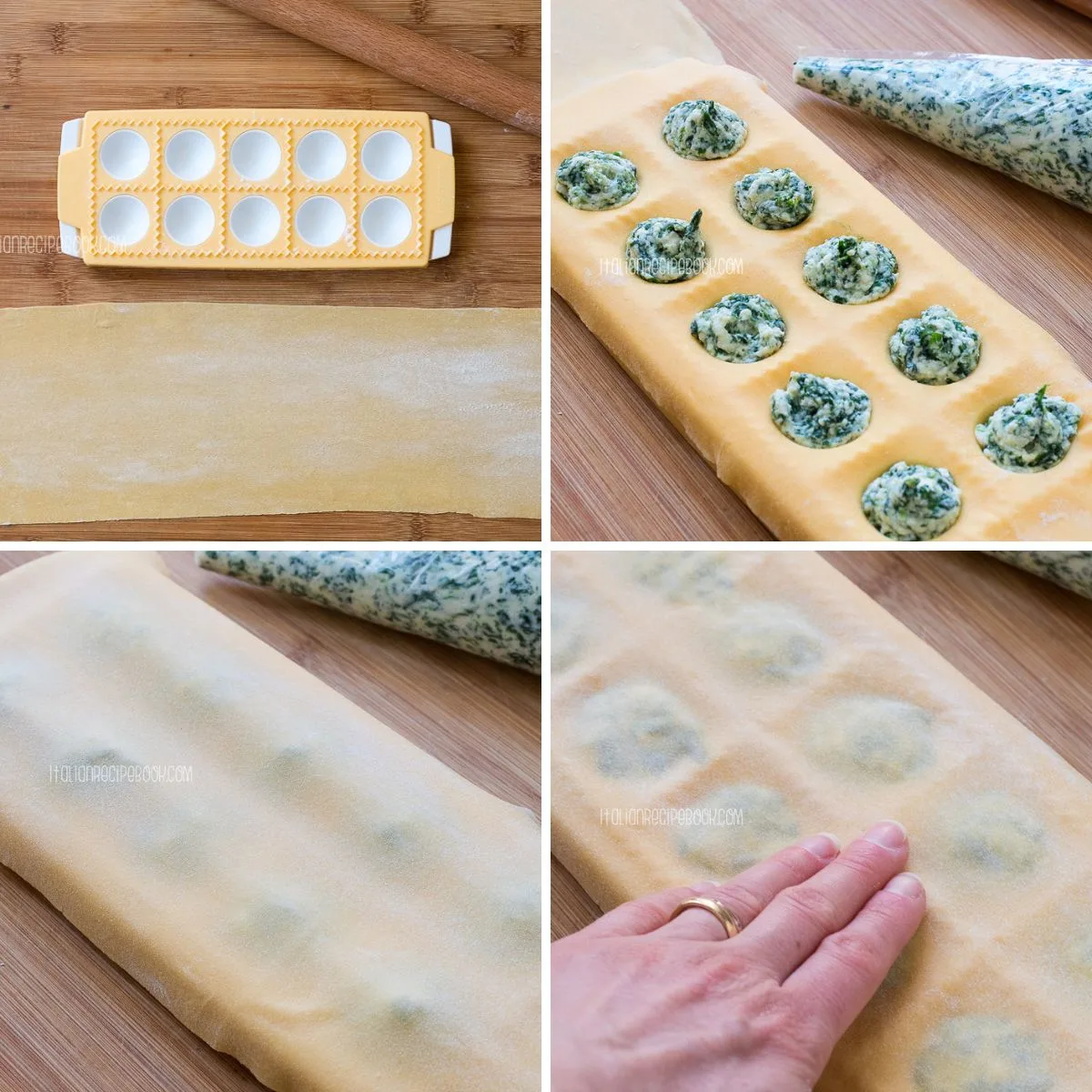 making ravioli with a ravioli maker