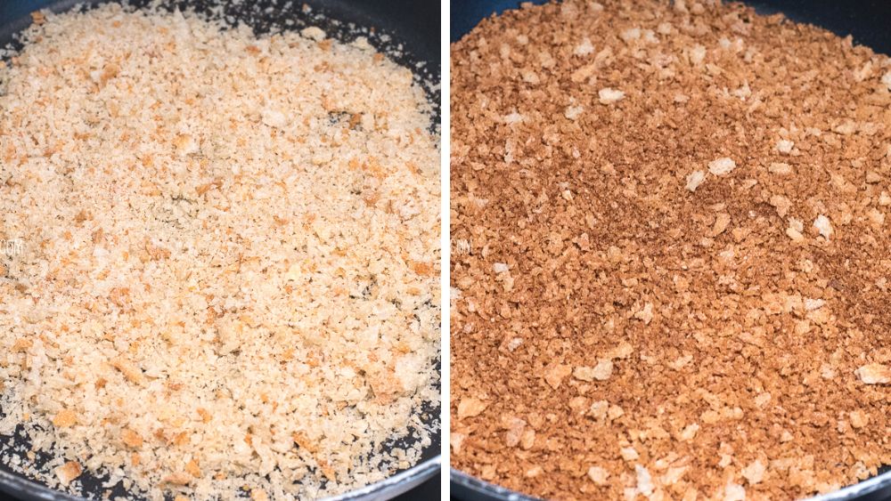 toasting the breadcrumbs