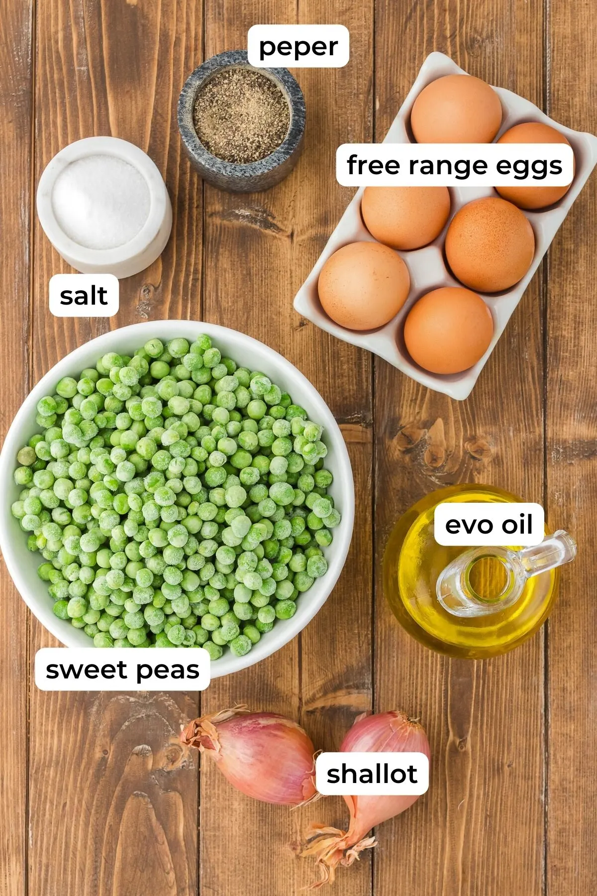 ingredients for eggs and peas