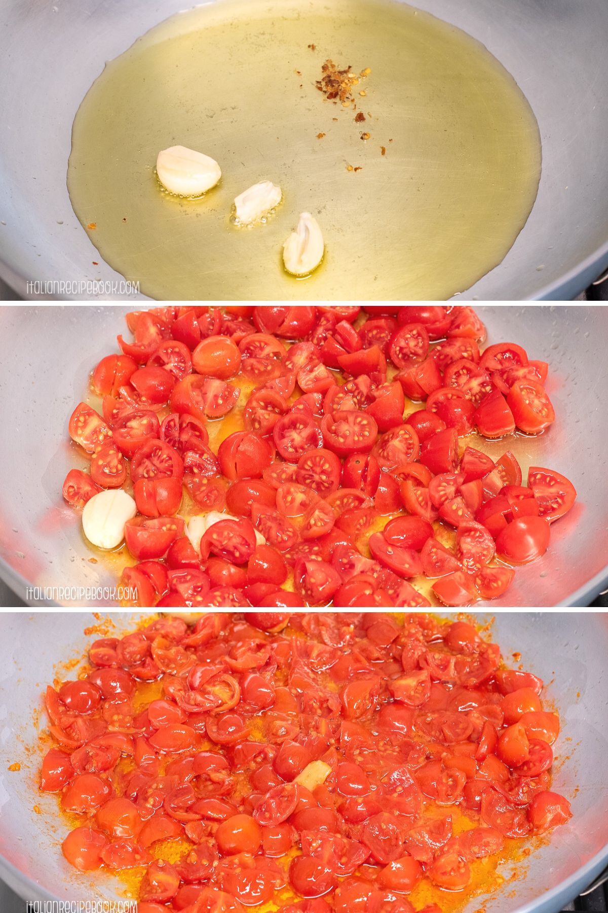 Preparing the tomato base for the sauce - step 1.