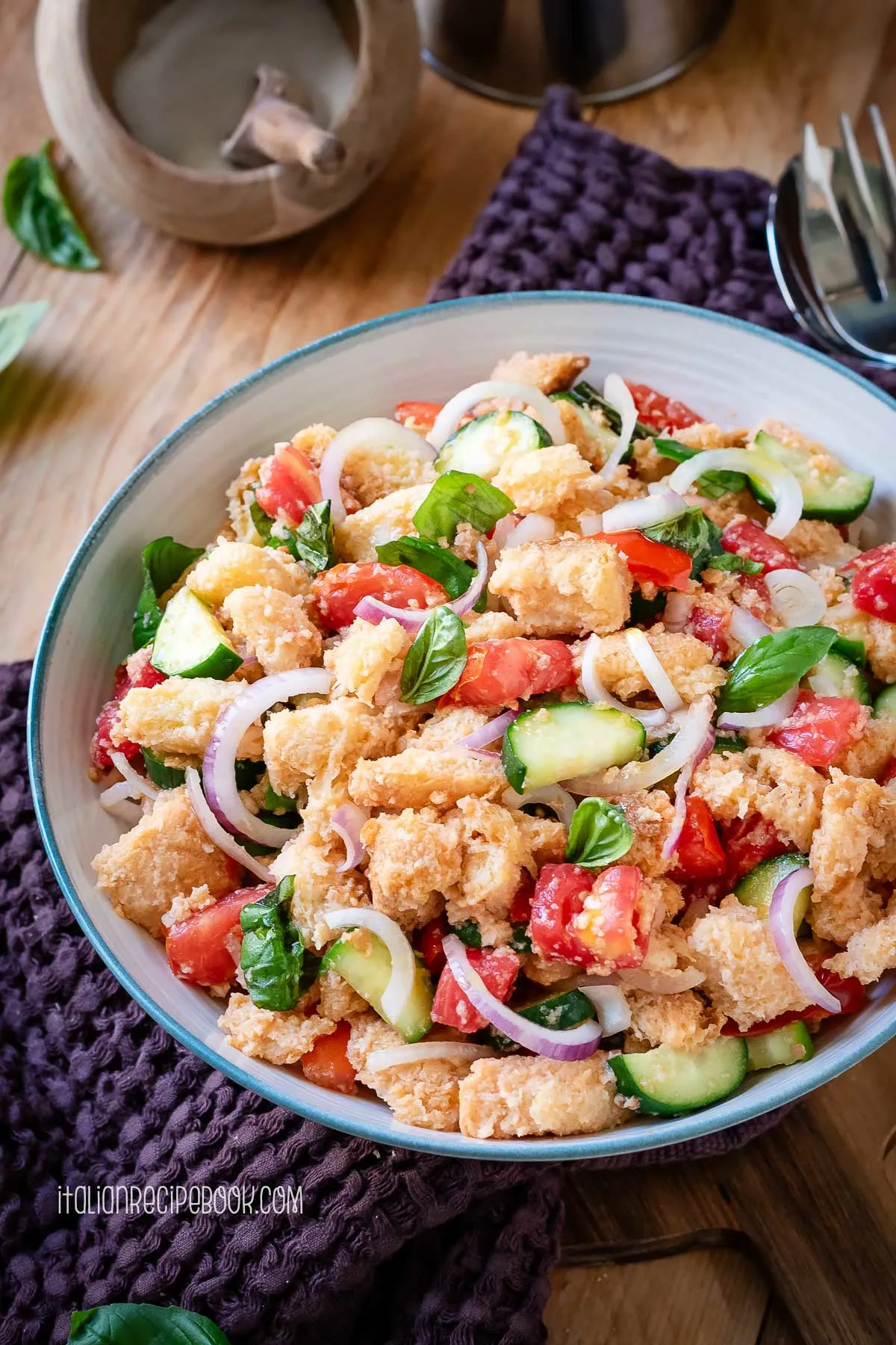 panzanella salad in a bowl