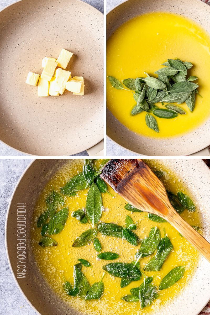 preparing sage butter sauce