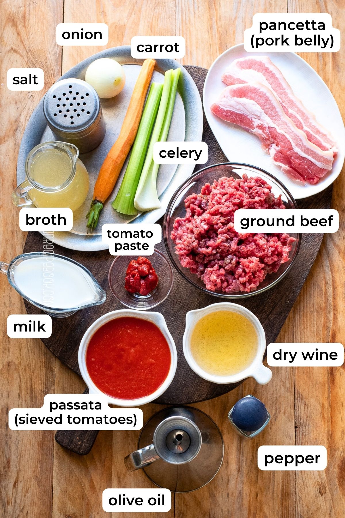 ingredients needed for ragu alla bolognese