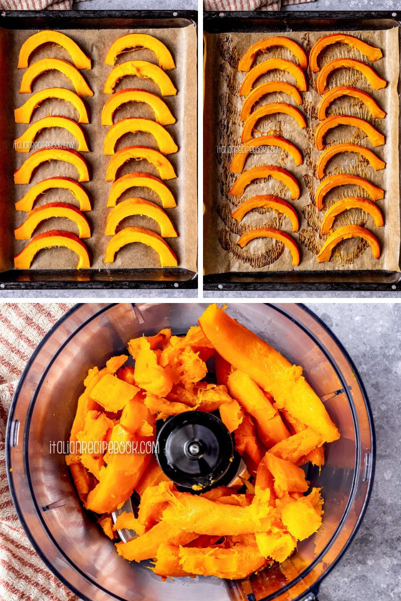 preparing pumpkin: roasting and pureeing