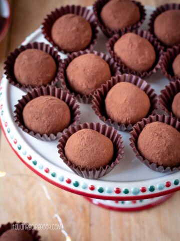 chestnut chocolate truffles close up