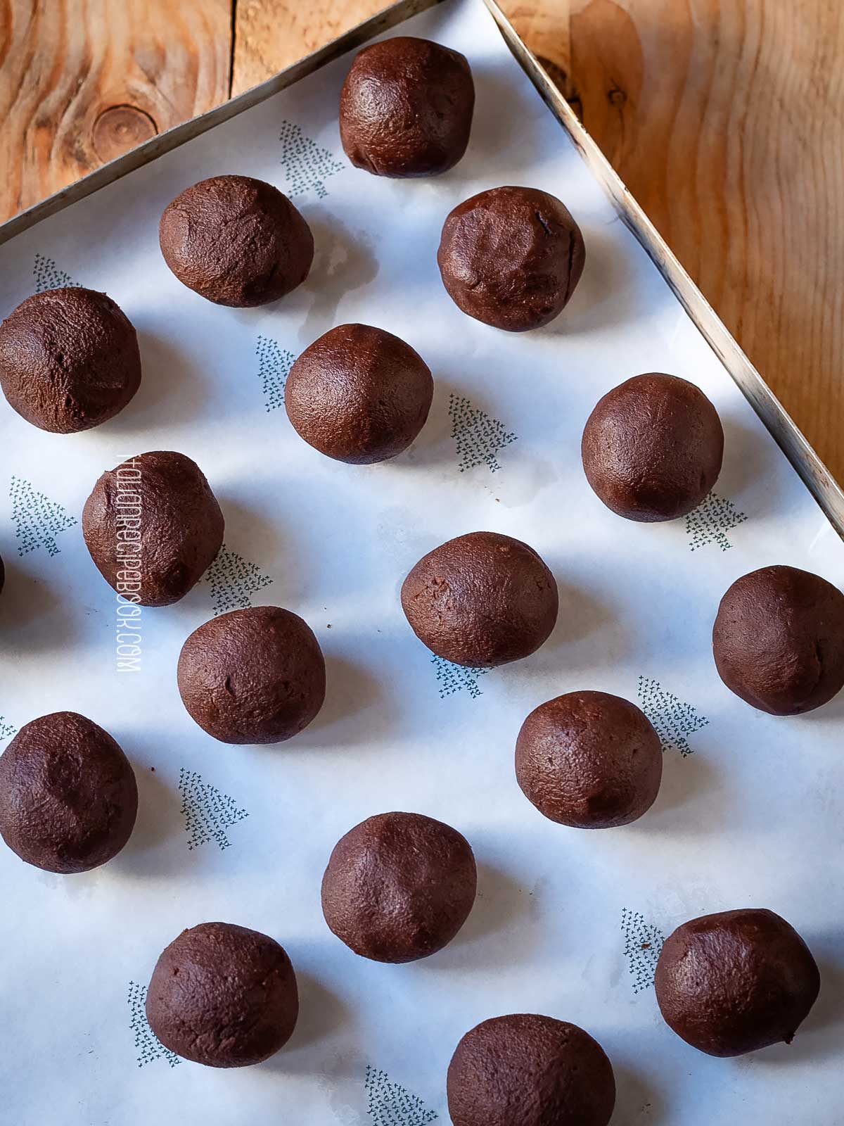 chocolate truffles on a tray