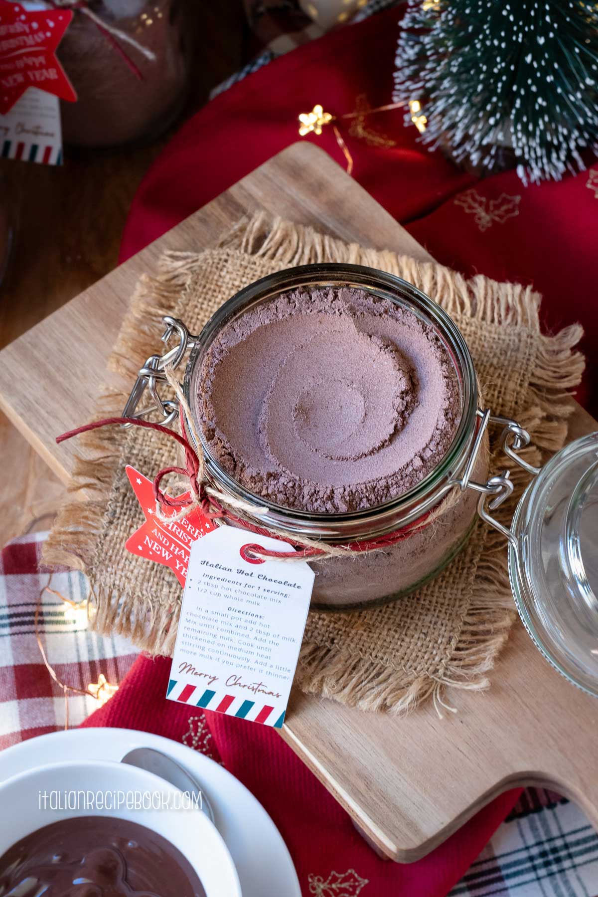 homemade hot chocolate mix overhead view