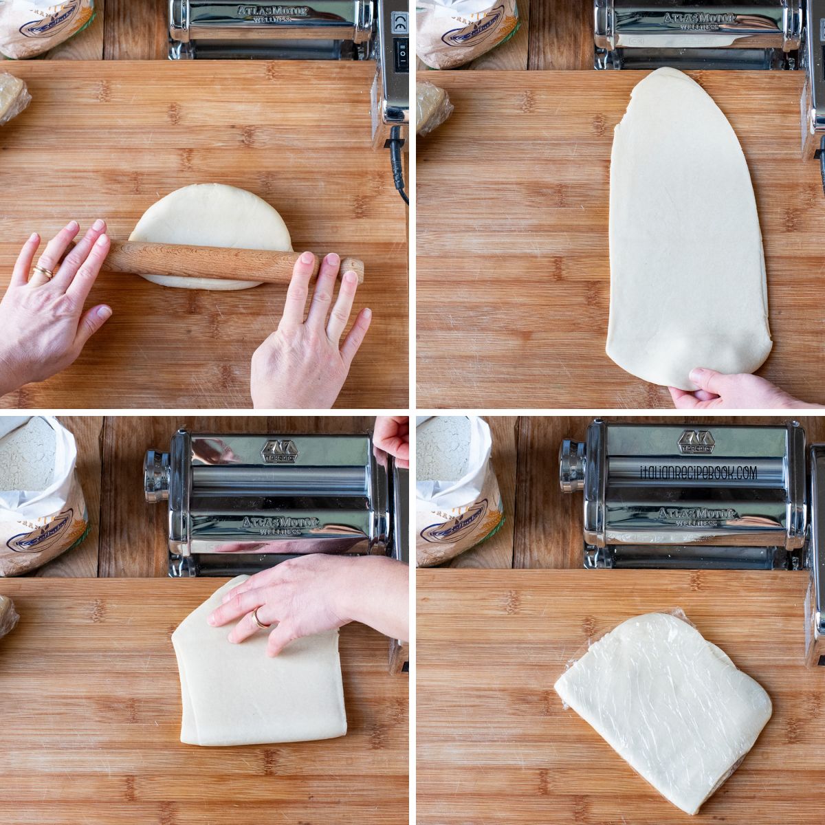 laminating cartellate dough using a pasta machine