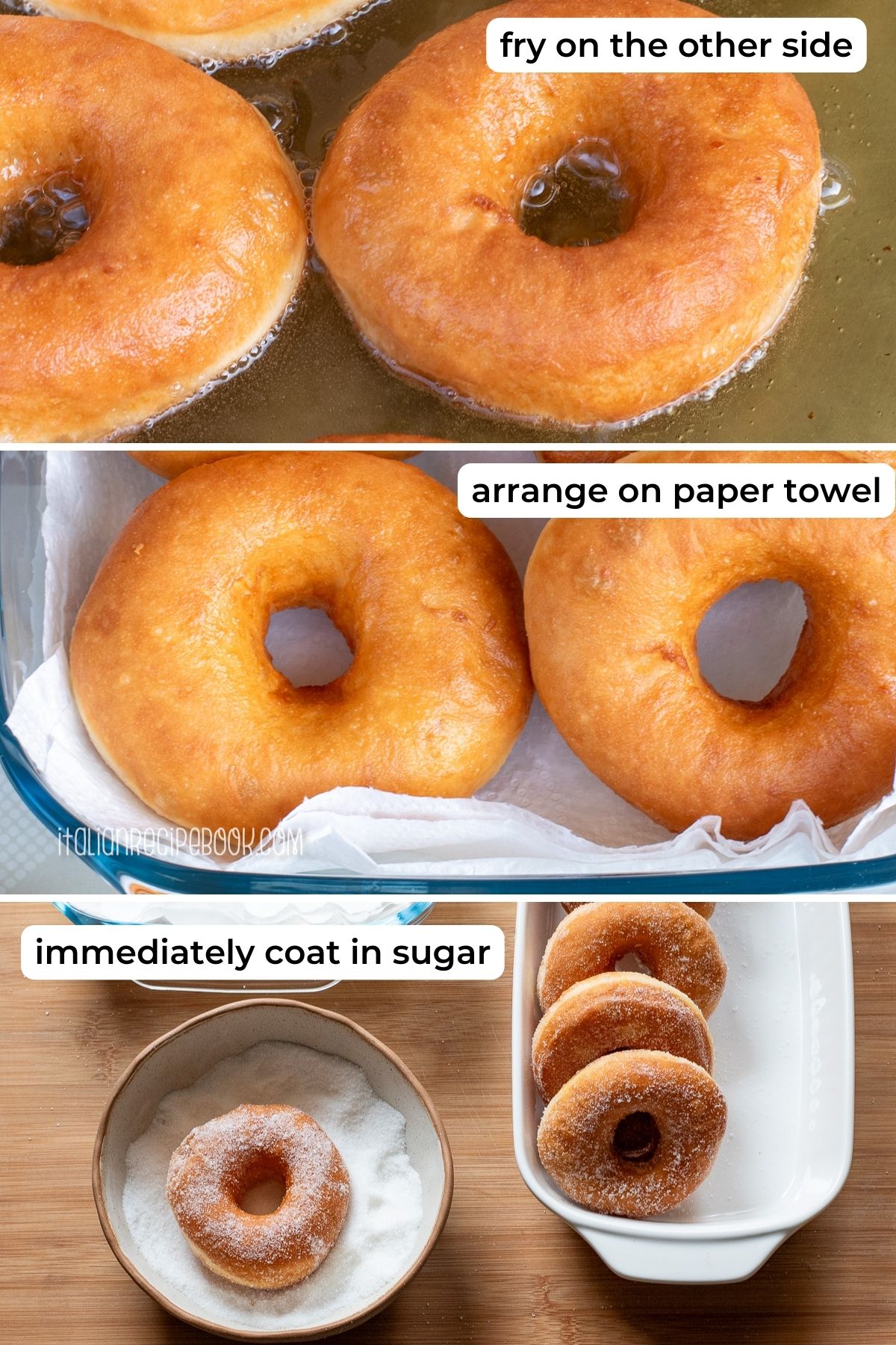 Coating graffe with sugar.