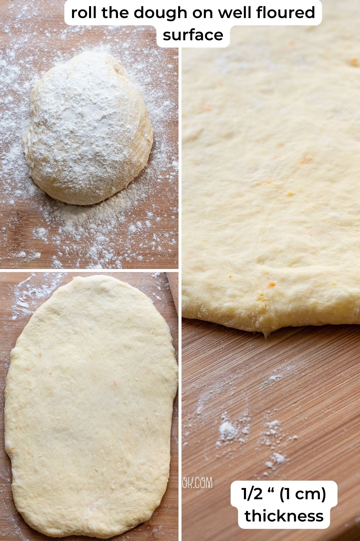 Lightly floured rolled dough.