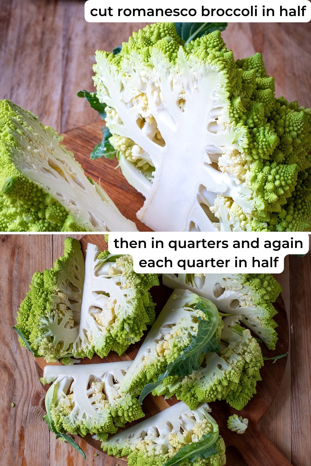 Cutting Romanesco Broccoli.