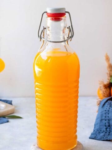 Orangecello liqueur in a bottle.
