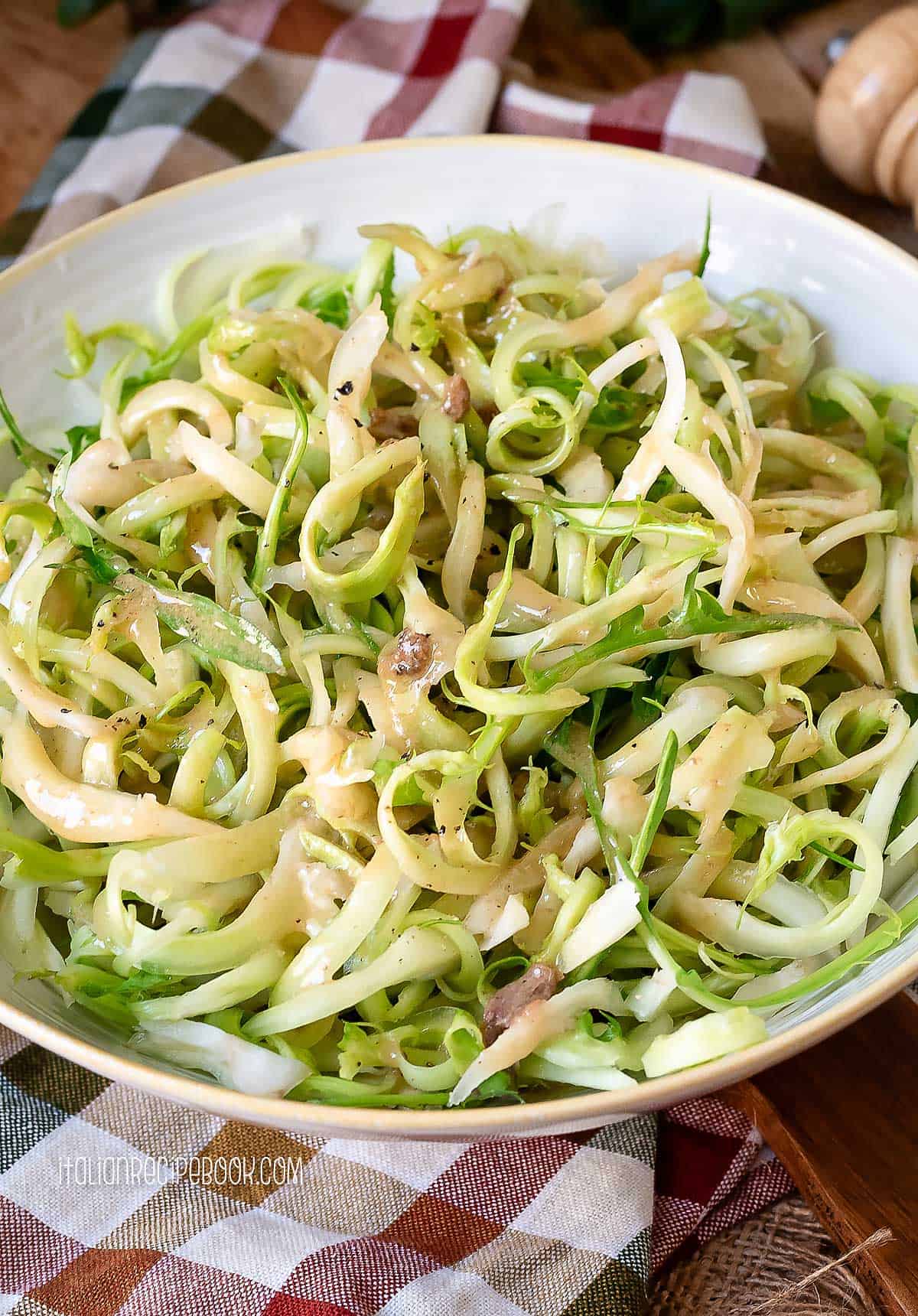 Puntarelle Alla Romanai n a salad bowl.