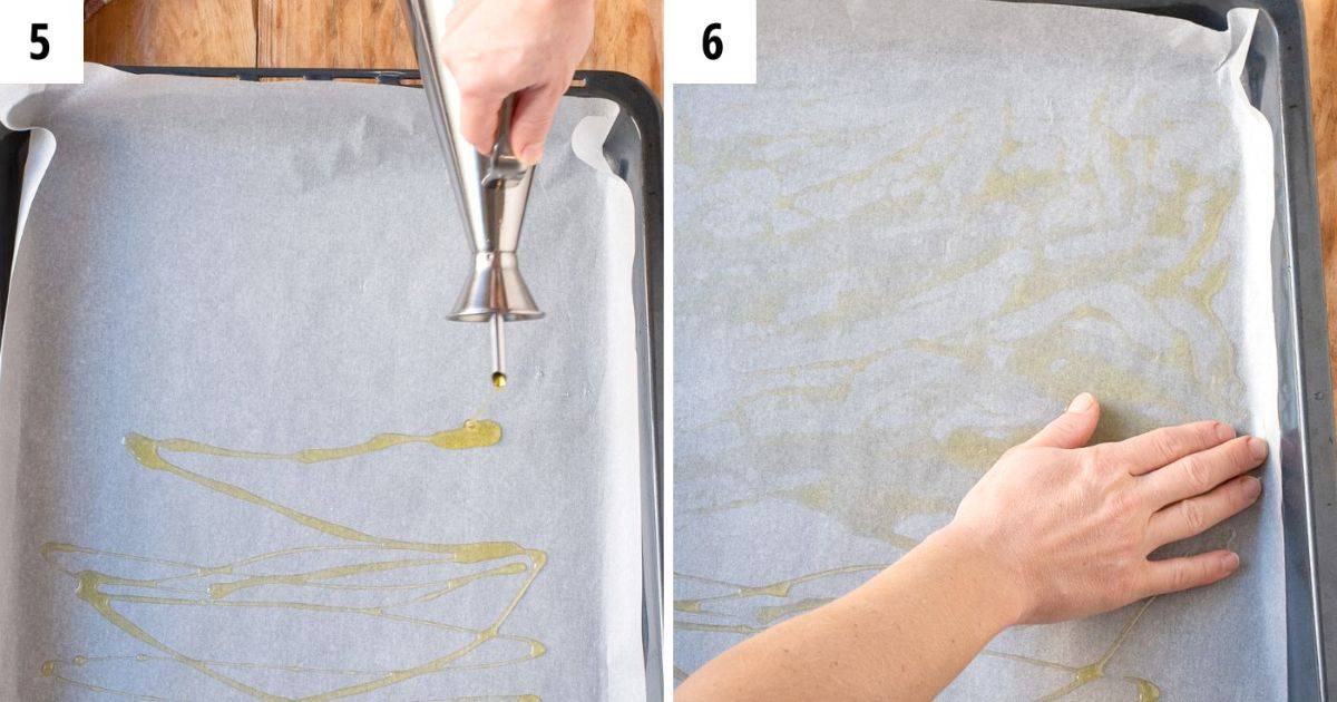 Oiling baking sheet.