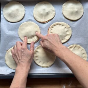 Sealing puff pastry.