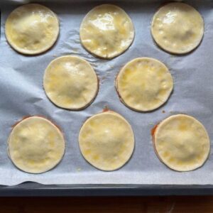 Final brush with egg wash before going in the oven.