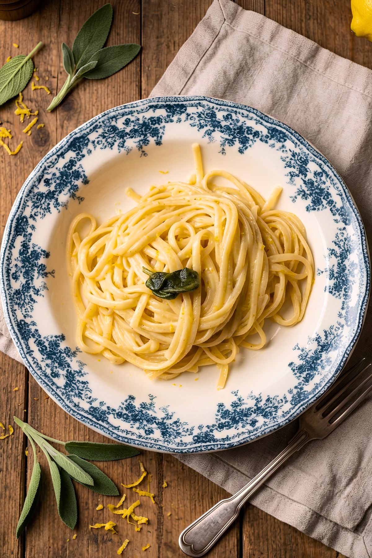 Pasta al limone in a bowl.